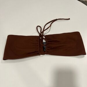 Sunday Best Tube Top Brown Ruched Tie Front Cropped Sleeveless Womens‎